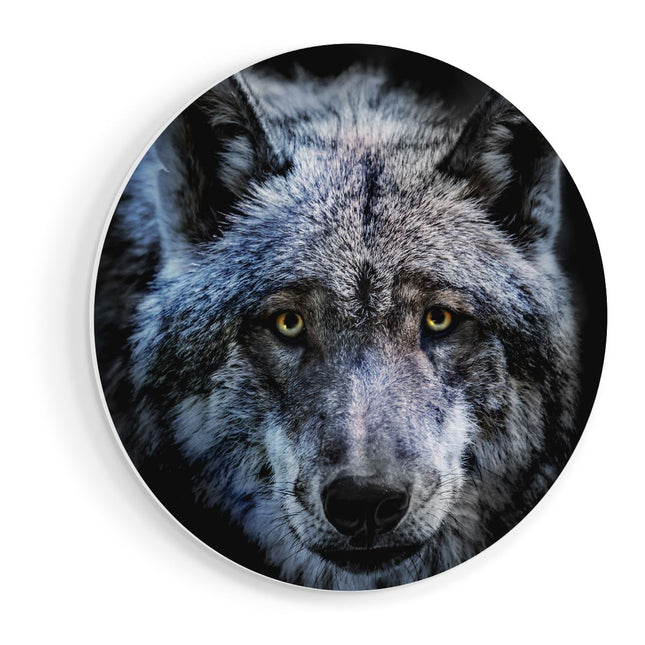 Wandcirkel vooraanzicht Grijze Wolvenkop - Wolf
