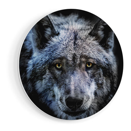 Wandcirkel vooraanzicht Grijze Wolvenkop - Wolf