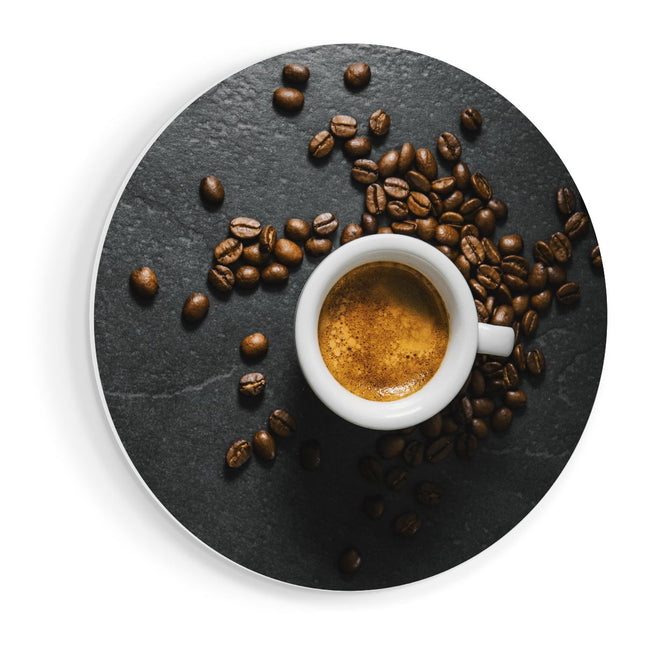 Wandcirkel vooraanzicht Kopje Koffie Met Koffiebonen