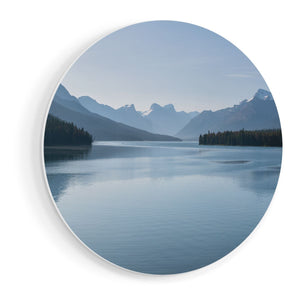 Wandcirkel vooraanzicht Meer Bij De Bergen In Alberta, Canada