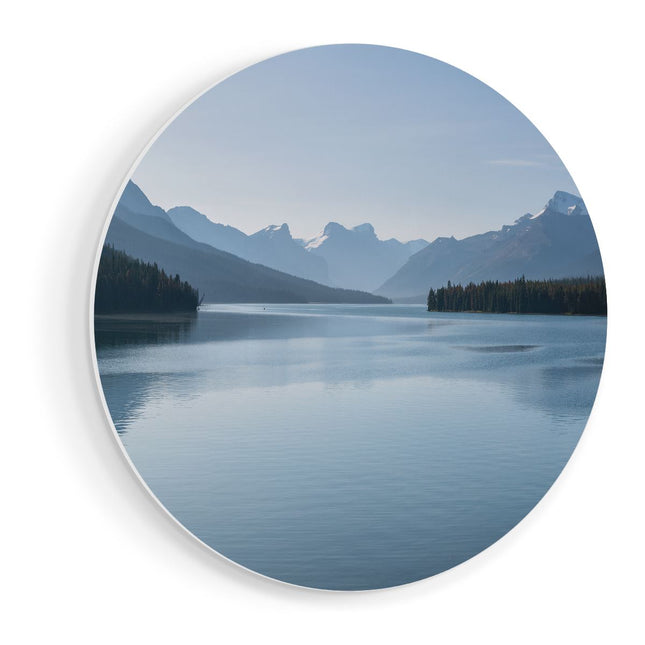 Wandcirkel vooraanzicht Meer Bij De Bergen In Alberta, Canada