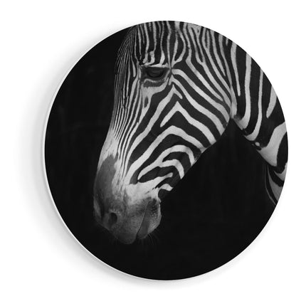 Wandcirkel vooraanzicht Zebra Kop Vanaf De Zijkant - Zwart Wit