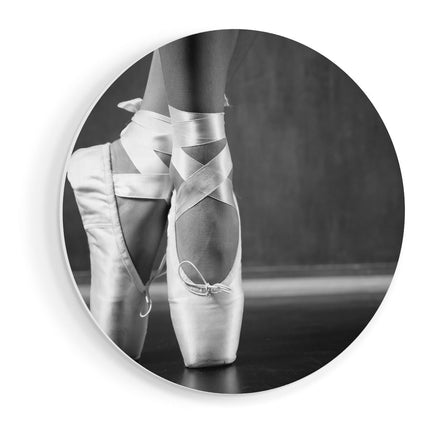 Wandcirkel vooraanzicht Ballet Schoenen van een Ballerina - Zwart Wit