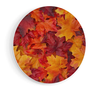 Wandcirkel vooraanzicht Herfstbladeren in het Oranje en Rood