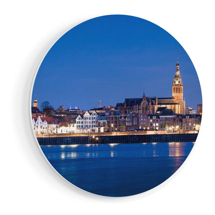 Wandcirkel vooraanzicht Nijmegen Skyline met de Waal Rivier