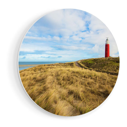 Wandcirkel vooraanzicht Vuurtoren met Duinen in Texel