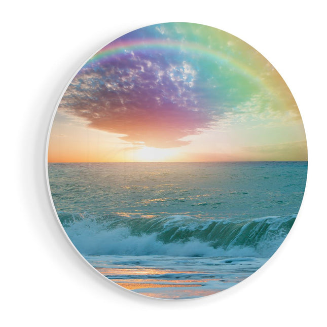 Wandcirkel vooraanzicht Regenboog in het Water bij het Strand