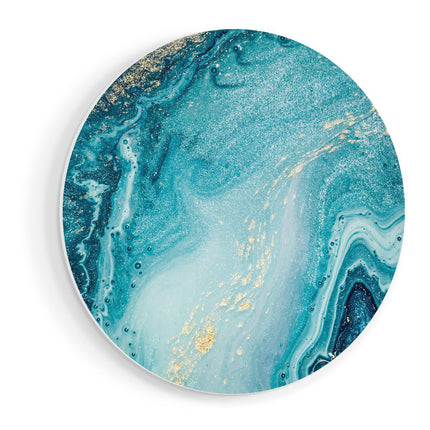 Wandcirkel vooraanzicht Abstracte Kunst Blauwe Oceaan