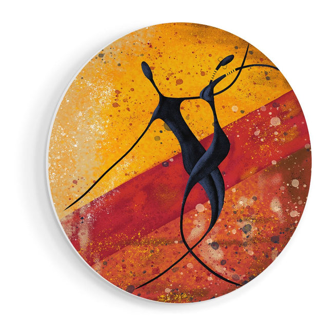 Wandcirkel vooraanzicht Abstracte Kunst - Dansend Afrikaans Paar