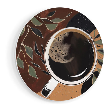 Wandcirkel vooraanzicht Kopje Koffie met Bladeren