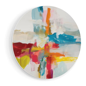 Wandcirkel vooraanzicht Abstract Kunstwerk met Heldere Kleuren