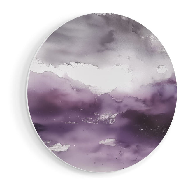 Wandcirkel vooraanzicht Aquarelkunstwerk van een Paarse Lucht