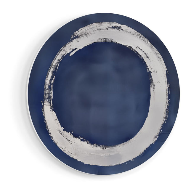 Wandcirkel vooraanzicht Witte Cirkel op een Blauwe Achtergrond