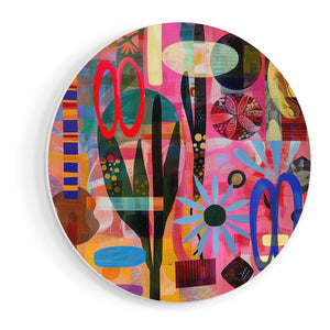 Wandcirkel vooraanzicht Abstract Kunstwerk met veel Verschillende Vormen en Kleuren
