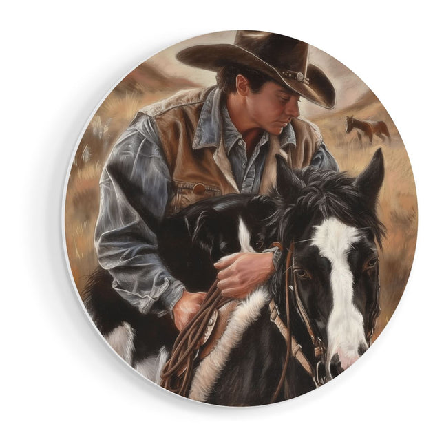 Wandcirkel vooraanzicht Cowboy en zijn Hond
