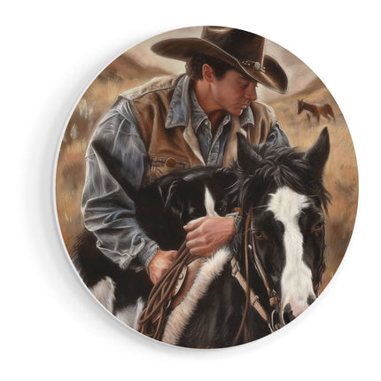 Wandcirkel vooraanzicht Cowboy en zijn Hond