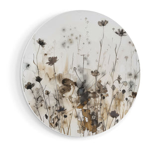 Wandcirkel vooraanzicht Kunstwerk van Bloemen in een Veld