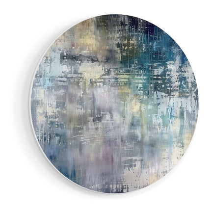 Wandcirkel vooraanzicht Abstract Kunstwerk met Blauwe en Witte Kleuren