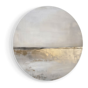 Wandcirkel vooraanzicht Abstract Kunstwerk met Goud en Beige