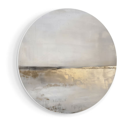 Wandcirkel vooraanzicht Abstract Kunstwerk met Goud en Beige
