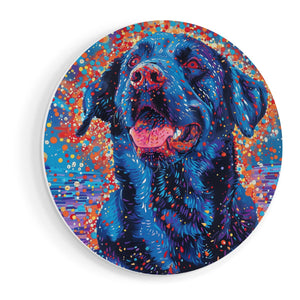 Wandcirkel vooraanzicht Zwart Labrador Retriever-Kunstwerk