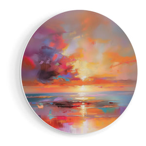 Wandcirkel vooraanzicht Abstract Kunstwerk van een Zonsondergang