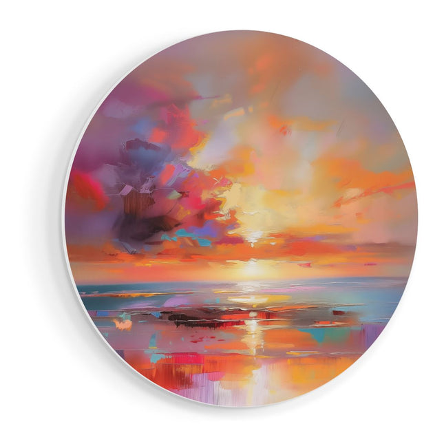 Wandcirkel vooraanzicht Abstract Kunstwerk van een Zonsondergang
