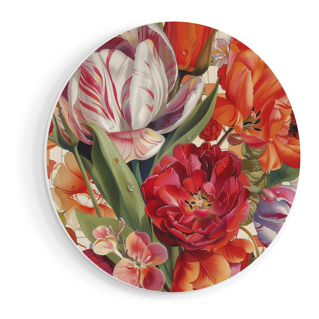 Wandcirkel vooraanzicht Kunstwerk van Bloemen in een Vaas