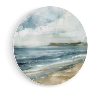 Wandcirkel vooraanzicht Kunstwerk van een Strand met Wolken