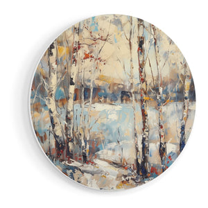 Wandcirkel vooraanzicht Kunstwerk van Berkenbomen in de Winter