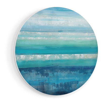 Wandcirkel vooraanzicht Abstract Kunstwerk met Blauwe en Witte Strepen