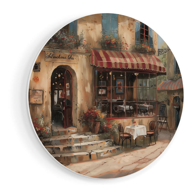 Wandcirkel vooraanzicht Kunstwerk van een Café