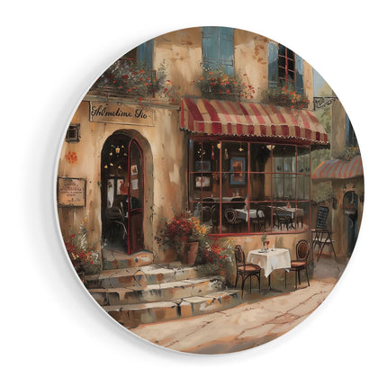 Wandcirkel vooraanzicht Kunstwerk van een Café