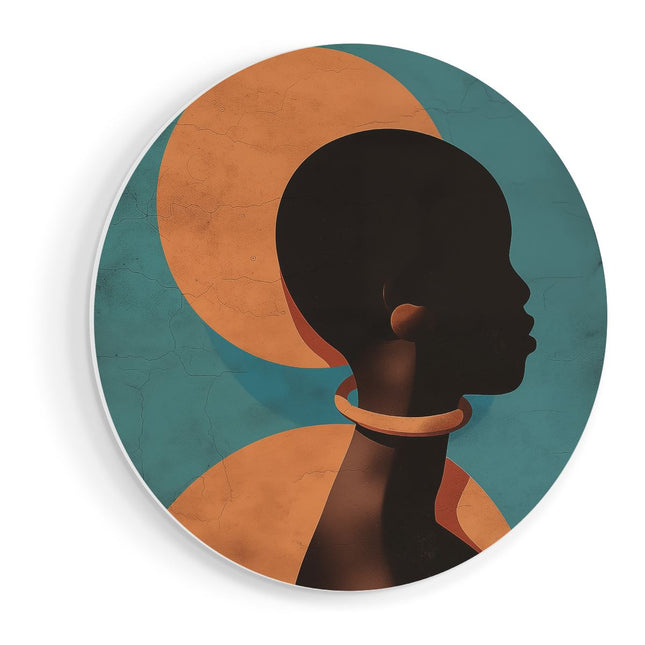 Wandcirkel vooraanzicht Silhouet van Afrikaanse Vrouw