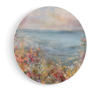 Wandcirkel vooraanzicht Kunstwerk van Bloemen aan Zee