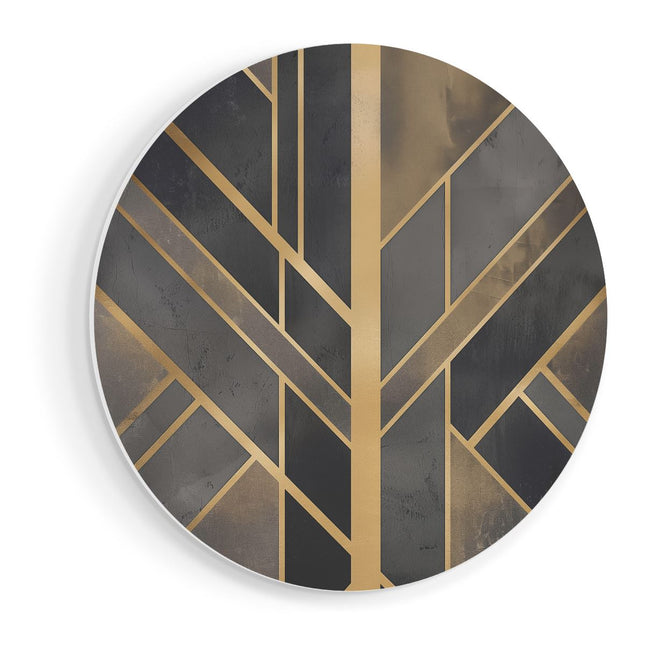 Wandcirkel vooraanzicht Zwart en Goud Art Deco Behang