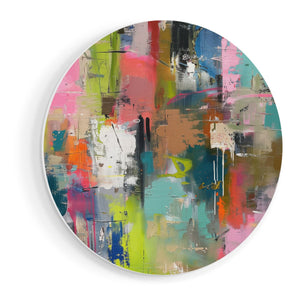 Wandcirkel vooraanzicht Abstract Kunstwerk met Heldere Kleuren