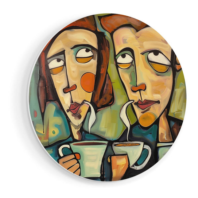 Wandcirkel vooraanzicht Twee Mensen die Koffie Drinken