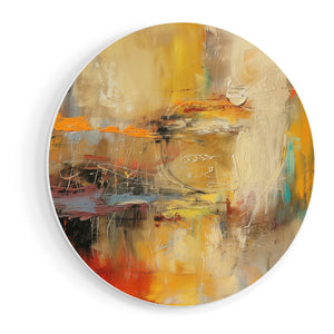 Wandcirkel vooraanzicht Abstract Kunstwerk met Rode, Oranje en Gele Kleuren