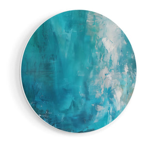 Wandcirkel vooraanzicht Abstract Kunstwerk van Blauw en Wit