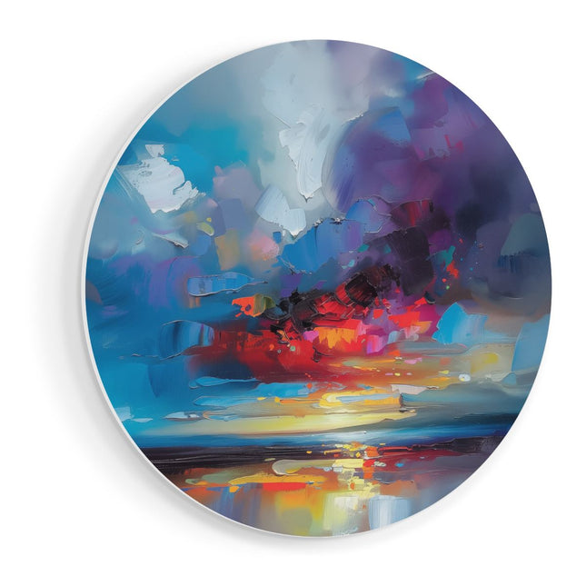 Wandcirkel vooraanzicht Abstract Kunstwerk van een Zonsondergang