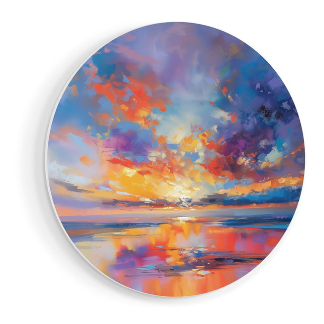 Wandcirkel vooraanzicht Abstract Kunstwerk van een Zonsondergang