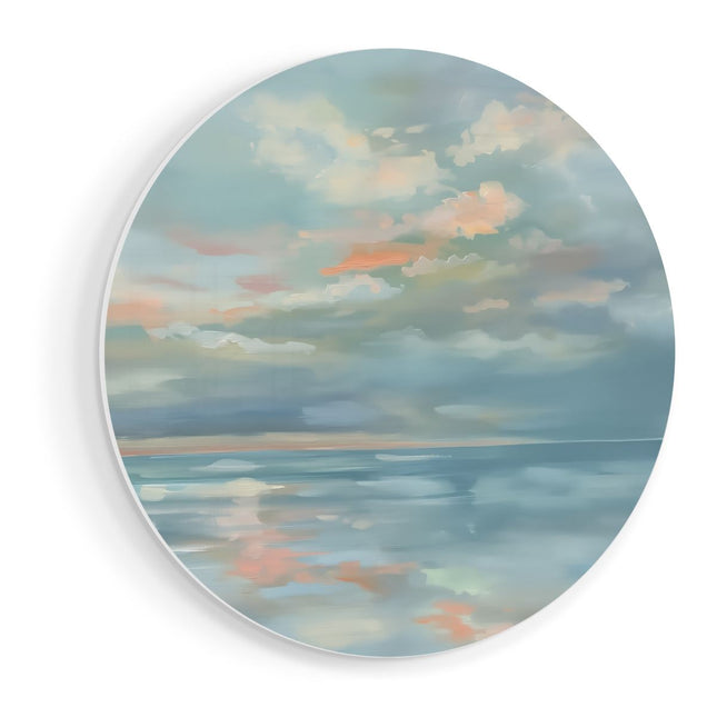 Wandcirkel vooraanzicht Kunstwerk van Wolken boven het Water