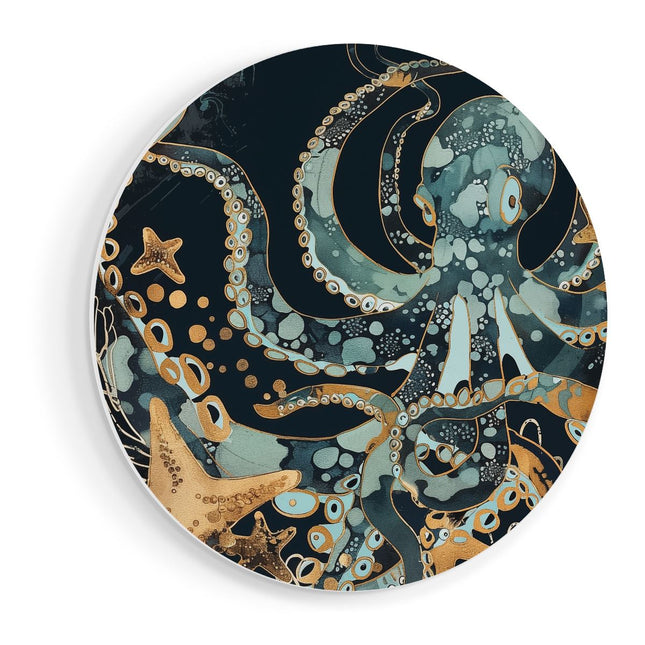 Wandcirkel vooraanzicht Octopus in de Zee