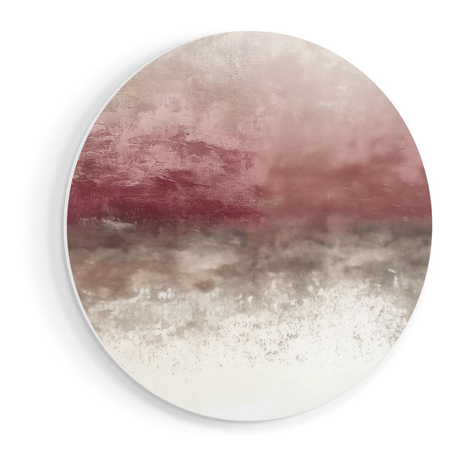 Wandcirkel vooraanzicht Het Afbeelding is een Roze en Grijs Abstract Kunstwerk