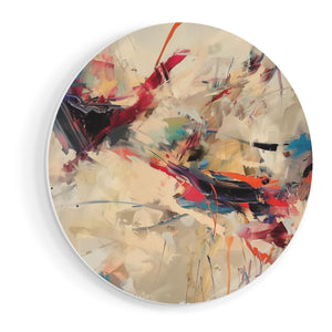 Wandcirkel vooraanzicht Abstract Kunstwerk met veel Kleuren