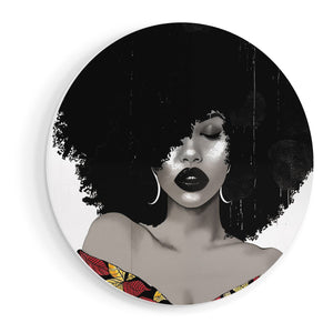 Wandcirkel vooraanzicht Afrikaanse Vrouw met een Afro