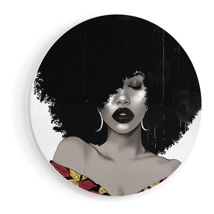 Wandcirkel vooraanzicht Afrikaanse Vrouw met een Afro