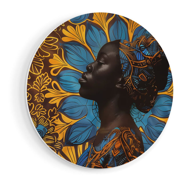 Wandcirkel vooraanzicht Afrikaanse Vrouw die een Hoofddoek Draagt