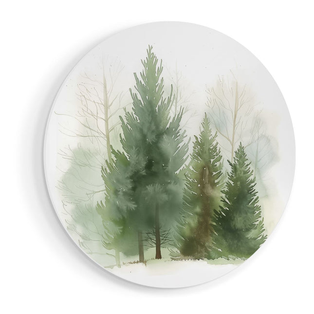 Wandcirkel vooraanzicht Aquarelkunstwerk van Drie Pijnbomen